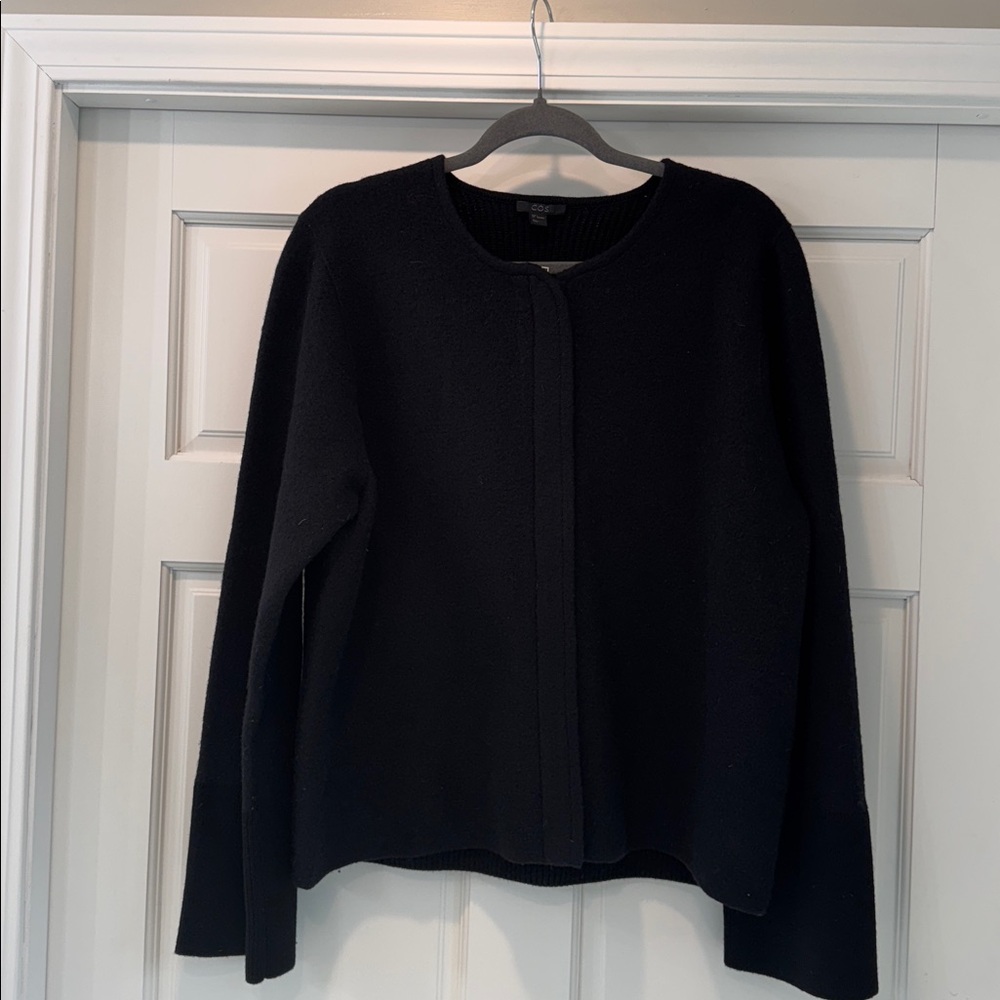 COS Black Knit Sweater Zip front

Boiled wool front and sleeve
Knit back